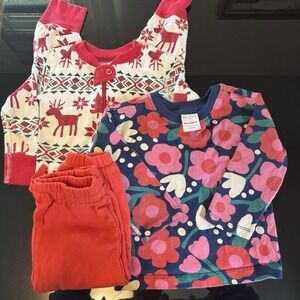 Hanna Andersson Girls Bundle Pants Top One Piece 18-24 Months Floral Christmas